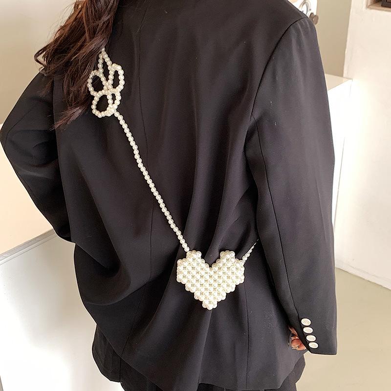 Mini lipstick bag summer 2025 little fresh girl fashion woven pearl small fragrant wind chain crossbody love bag