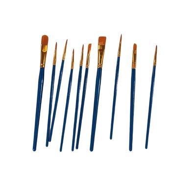 10 Pieces Wooden Handle Paint Brushes Watercolor Acrylic Children Portable Paintbrushes Beginners Accessories Artists