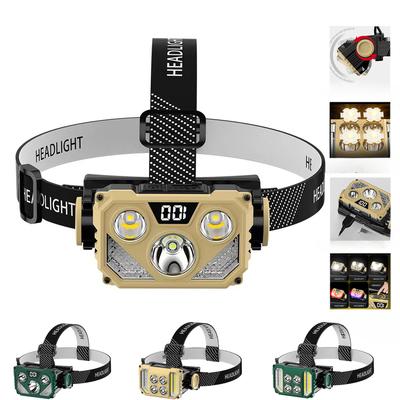The New Head-mounted Intelligent Digital Display LED Strong Light Headlamp Has Dual Light Source and Four Long-life Outdoor Lighting Headlights