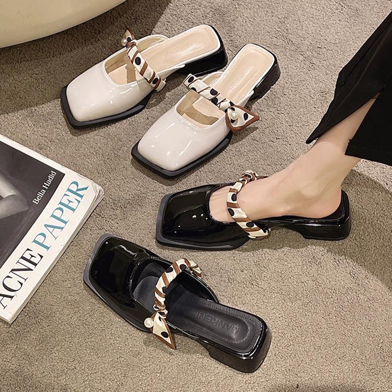 Baotou half slippers women's fashion shoes summer new shoes half support single shoes cool slippers