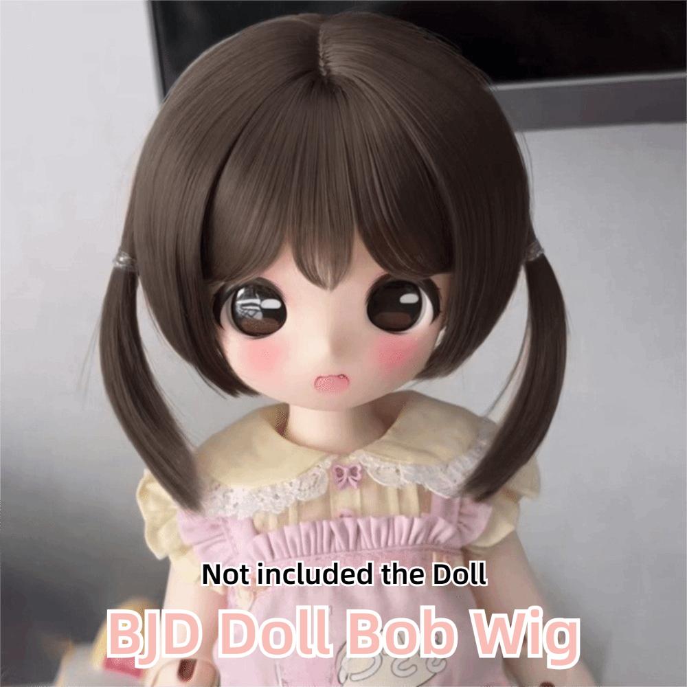 Cute Mushroom Bob Cut BJD Doll Bob Wig Braided Wig  For 1/3 1/4 1/6 Scale BJD Dolls