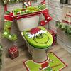 Set Decorazioni Bagno Natale Copriwater e Tappetino Verde Festivo del Grinch