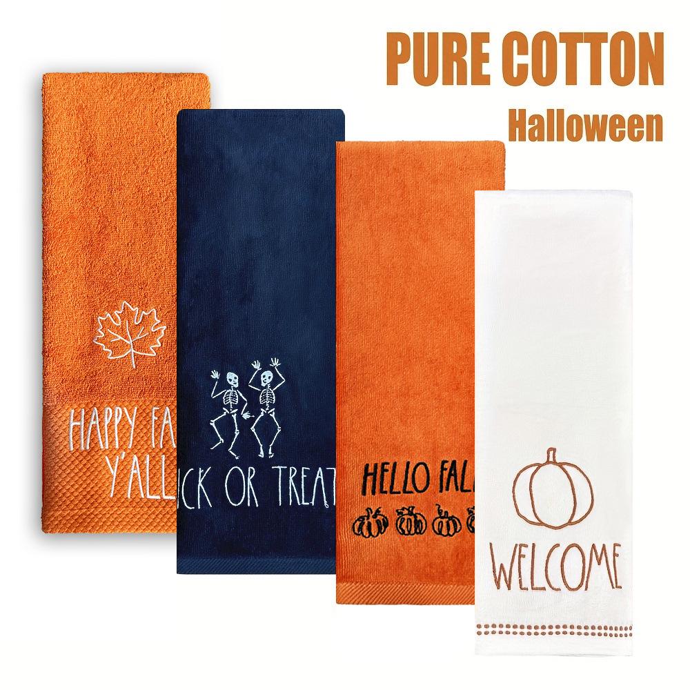 

Набір з 4 рушників на Хелловін - Товсті, Довгі, Чиста бавовна, Вишитий святковий дизайн з гарбузом 76*40 cm