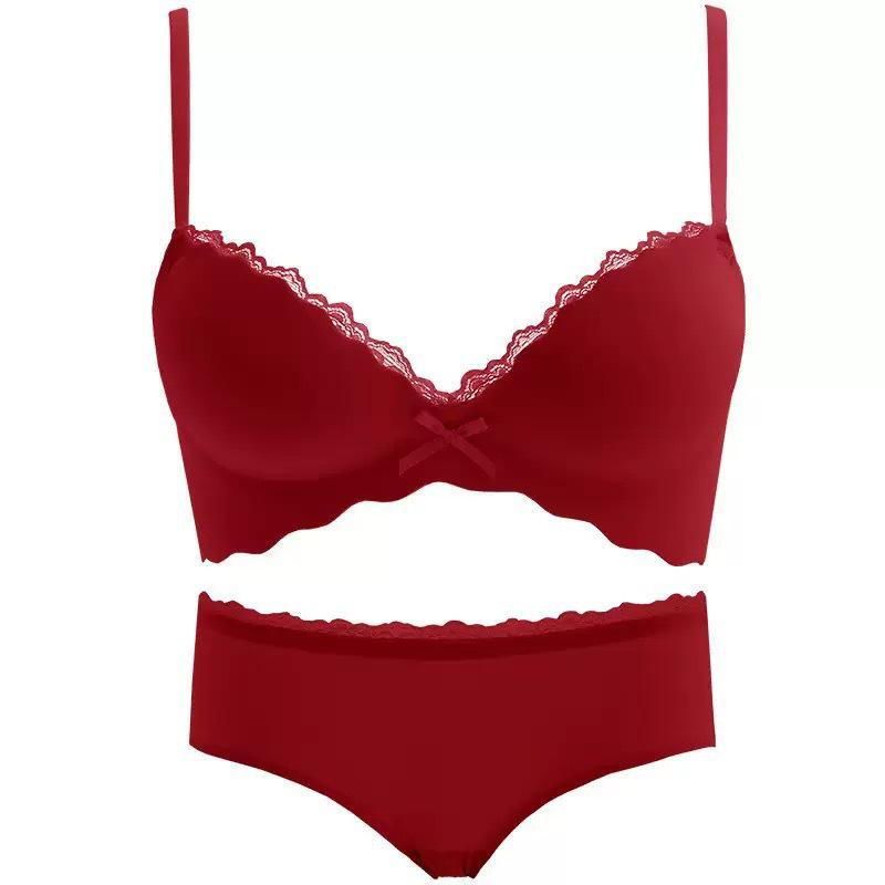 Women's Seamless Underwear Set: Small Chest Enhancement No Underwire Bra & Panty