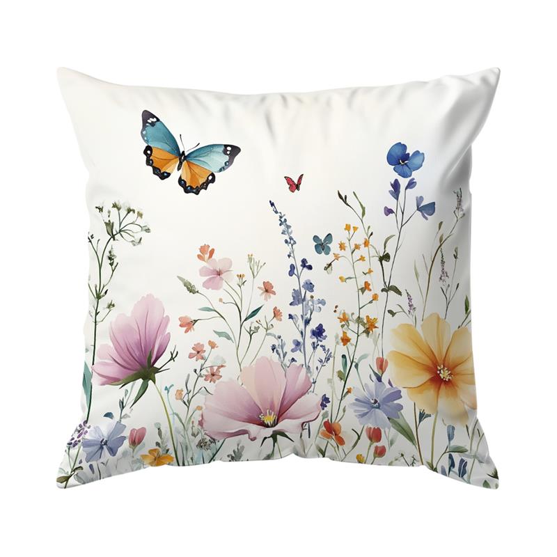 1Pc Spring Butterfly And Flowers Pillow Cover For Home Living Room Bedroom Sofa Office Decorative Pillowcase Soft Throw Pillows