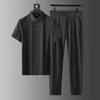 Summer Fashion Solid Color Comfortable Breathable Sports Suit Men's Business Leisure Loose Size Two-Piece Set M-4XL