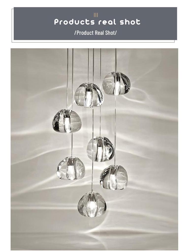 Modern American Cherry Crystal LED Chandelier for Staircase or Restaurant