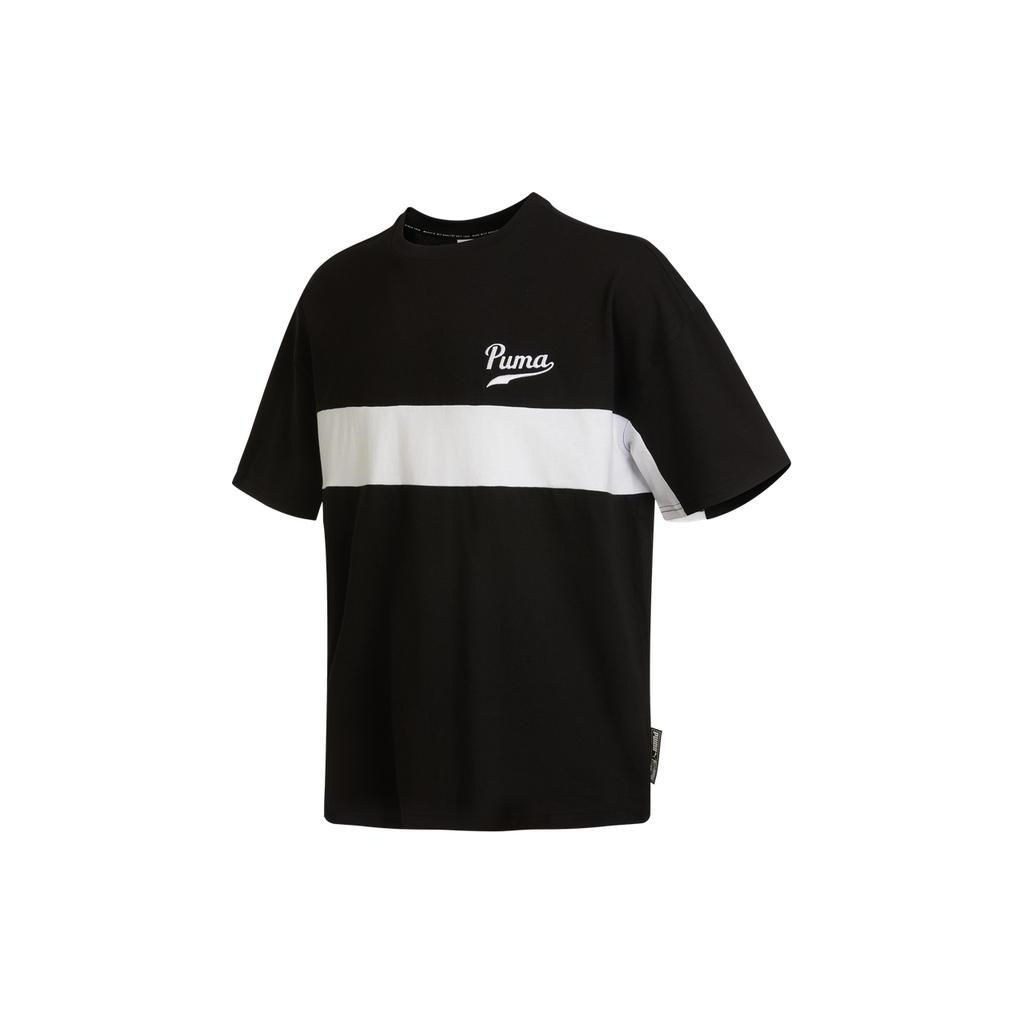 PUMA Coloblock Logo Tee  Black  Men s 537871-01 M