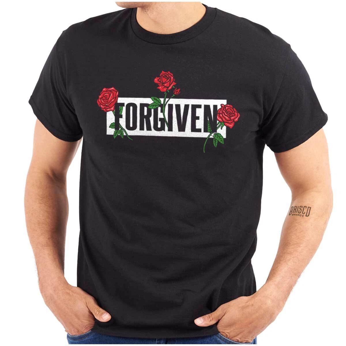Cool Urban Streetwear Hip Hop Forgiven Roses Womens or Mens Crewneck 100% Cotton T-shirt Mens Tees Top Tee XL