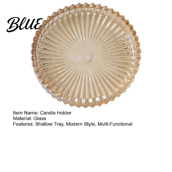 Decorative Candle Holder Pillar Tray Round Glass Modern Home Decor Dish