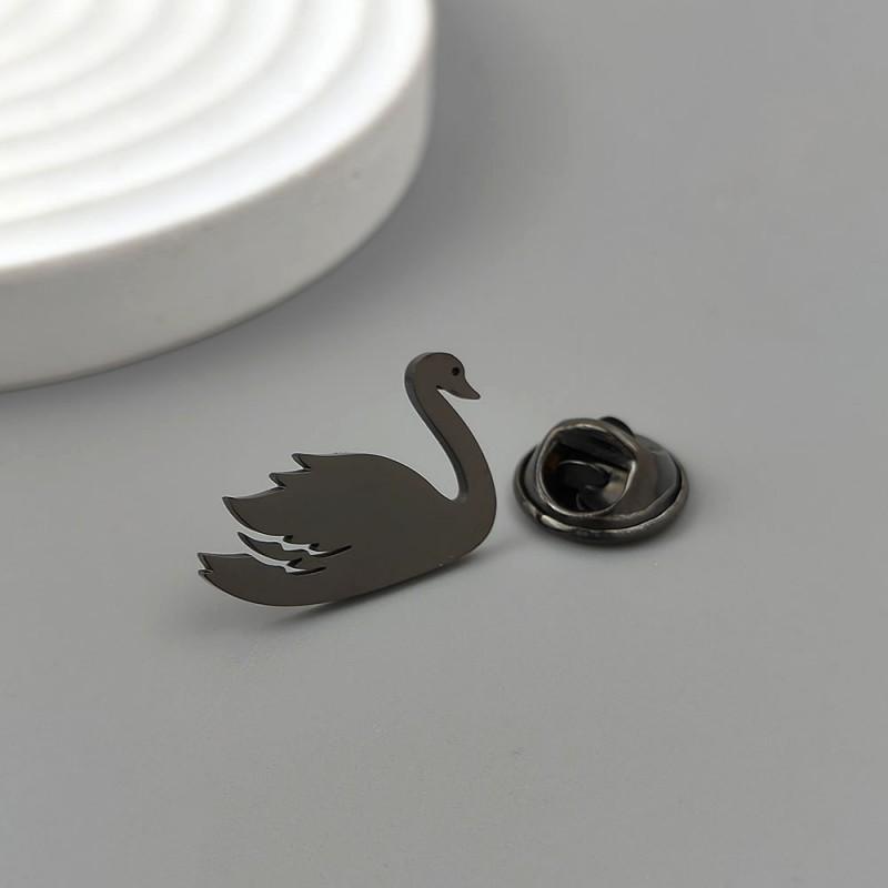 

Swan Stainless Steel Brooch Men s Versatile Jacket Shirt Cufflinks Suit Pin Accessories 18K