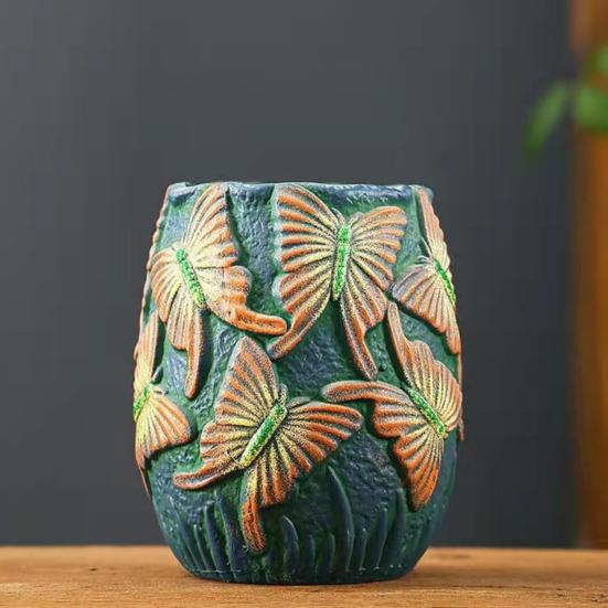 Handmade Animal Flower Pot Hand-painted Swan Butterfly Bird Planter Pot Home Balcony Garden Decoration Cactus Succulents Plants Container
