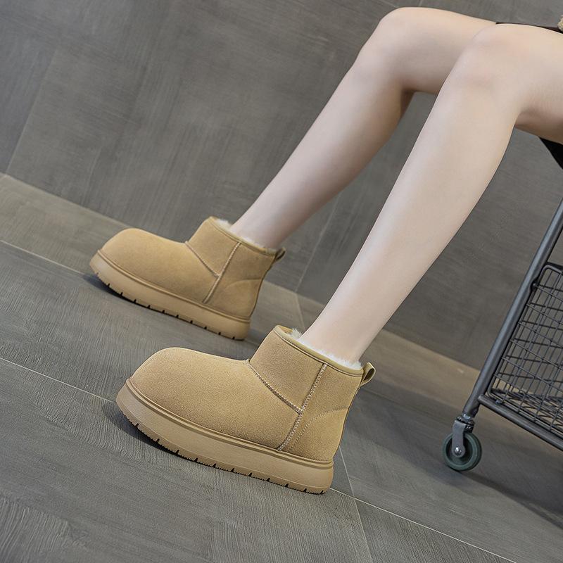 

Женские зимние ботинки 2025 новая большая голова милые зимние ботинки повседневная мода бархатные утолщенные холодостойкие ботинки-хлебушки 40