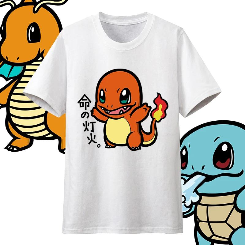 Pokemon Anime Mens Kids Tshirt Cotton Shortsleeved Pikachu Male and Female Fire Dragon Pokemon Pet Clothing Y2k Summer