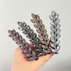 2PCS Fashion Of Sparkling Rhinestone Wheat Ear Leaf Duckbill Hair Clip,Exquisite Side Clip With a Straight Clip Hair Accessories