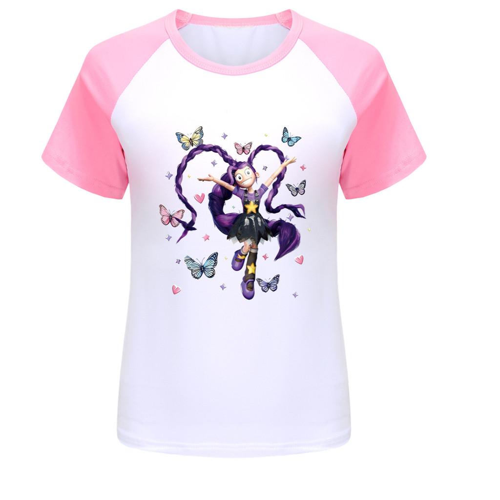 5599 Kinder Mädchen Lily Lovebraids Anime Print Raglanärmel T-Shirt Top
