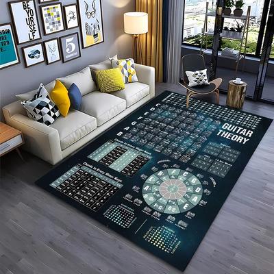 3D Music Basic Guitar Chord Theory Chart Piano Rug,Rug Living Room Tapete for Bedroom Sofa Doormat Decor,Kids Non-slip Floor Mat