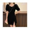 2024 Plus Size French Slit Slimming Black Summer Dress for Women