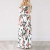 Women's Summer Long Dress Floral Print Boho Beach Dress Tunic Maxi Dress Evening Party Dress