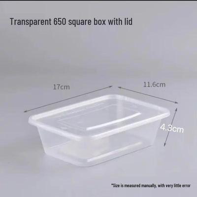Disposable Rectangular Transparent Plastic Food Containers with Lids
