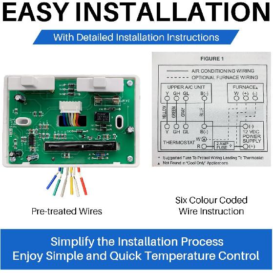 OEM 7330G3351 RV Thermostat Compatible With Coleman Mach Series, 6-Wire Single Stage Heating/Cooling Control Unit For RV AC Systems,12V DC, Bar