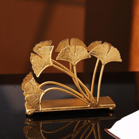 Ginkgo Vertical Napkin Holder Rustic Ginkgo Leaves Napkin Storage Holder Metal Paper Towel Dispenser Kitchen Tabletop Decorative Organizer