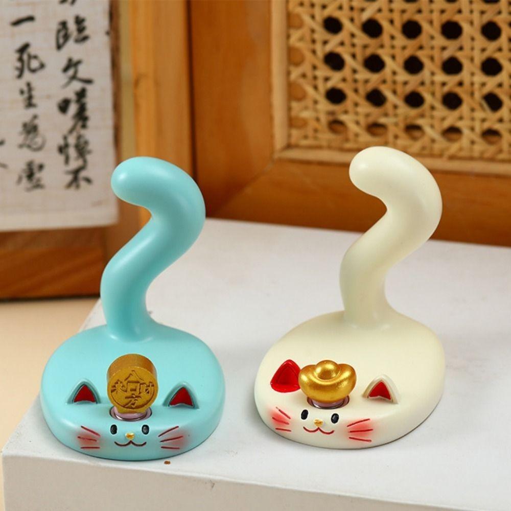 Cartoon Rotatable Car Ornament Ceramic Car Dashboard Ornament Novelty Cute Cat Statue Home Decor