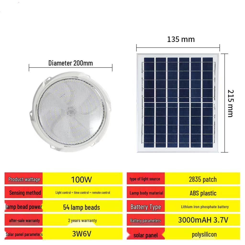 Solar Induction Ceiling Pendant Light for Living Room/Outdoor with Remote Control