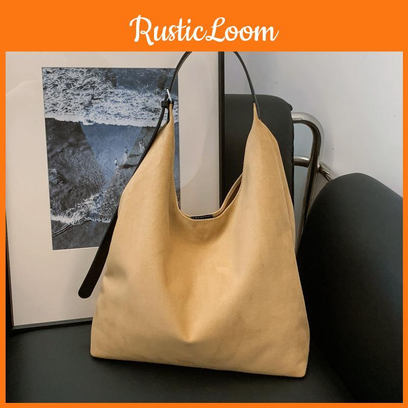 Solid Simple Color Large Capacity Casual Women Suede Tote Bag Autumn For
