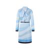 Women's Printed Slim-fit Tie-neck Midi Dress