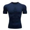 Men's Compression Athletic T-Shirt, Quick Dry Runes Print Breathable Stretchy Workout Top for Gym Jogging Training Casual Sportswear