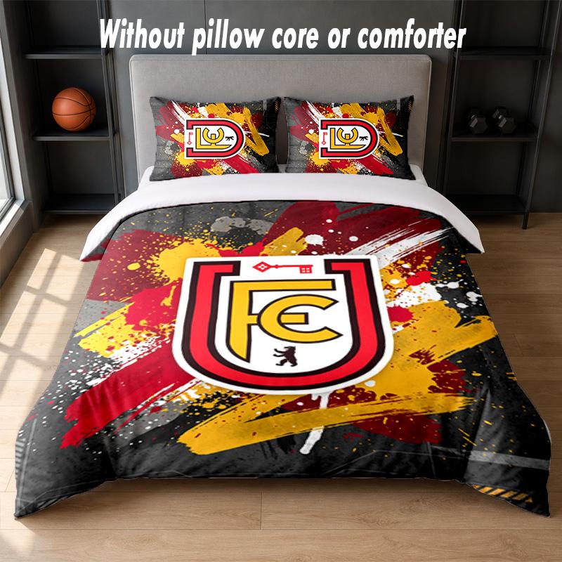Union Berlin FC Design Bett Bettwäsche-Set 1 Bettbezug + 2 Kissenbezüge Weich Atmungsaktiv Haushalt Bettwäsche
