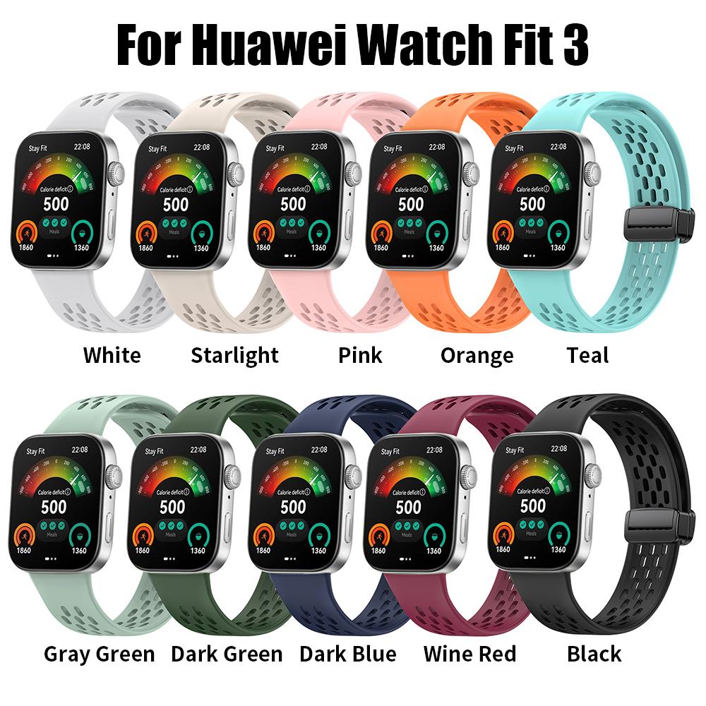 Magnetic D Folding Buckle Silicone Band For Huawei Watch Fit 3 Strap for HUAWEI Fit3 Sports Bracelet Watchband