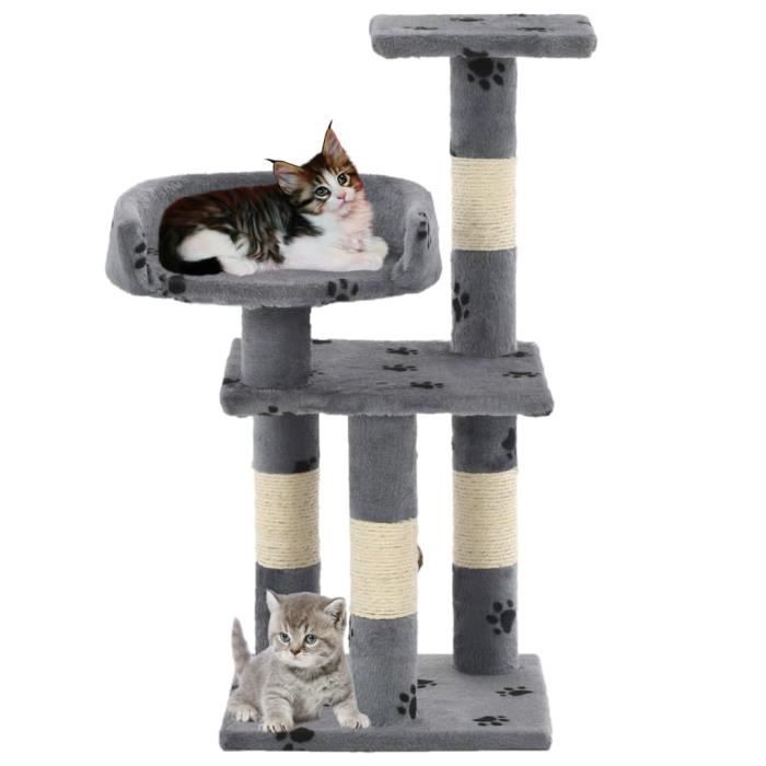 VidaXL Cat Tree and Scratching Post Sisal 65 Cm Paw Prints Grey 170608