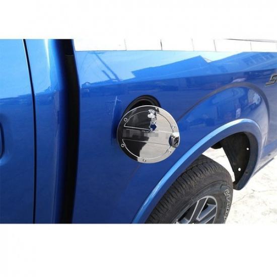 Exterior Door Fuel Tank Gas Cap Decor Cover With Lock For Ford F150 2015+ Chrome