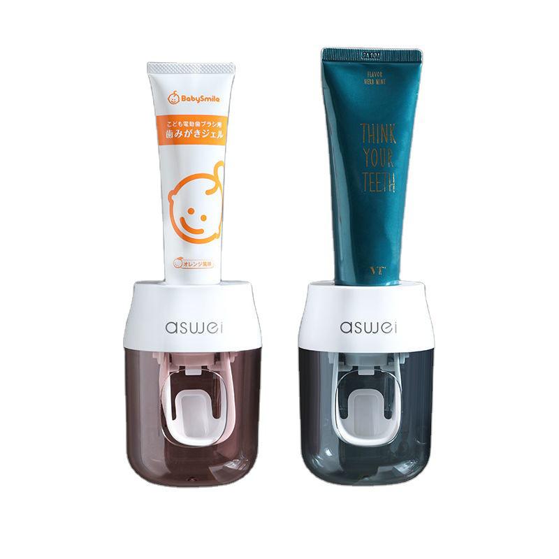 Automatic Toothpaste Squeezer & Wall-Mounted Toothbrush Holder - No Drill, Child-Friendly Storage Rack