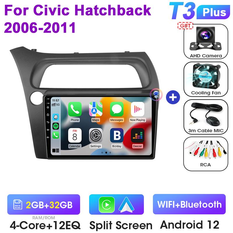 2 Din Android 12 Car Radio For Honda Civic Hatchback 2006-2011 Multimedia Video Player GPS 4G Carplay Auto Stereo RDS Head Unit