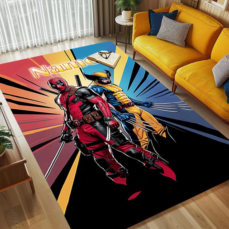 Personalized Name Deadpool Armor Living Room Non-Slip Area Rug Soft Carpet for Bedroom Kids Playroom Sofa Office Home Decor Doormat