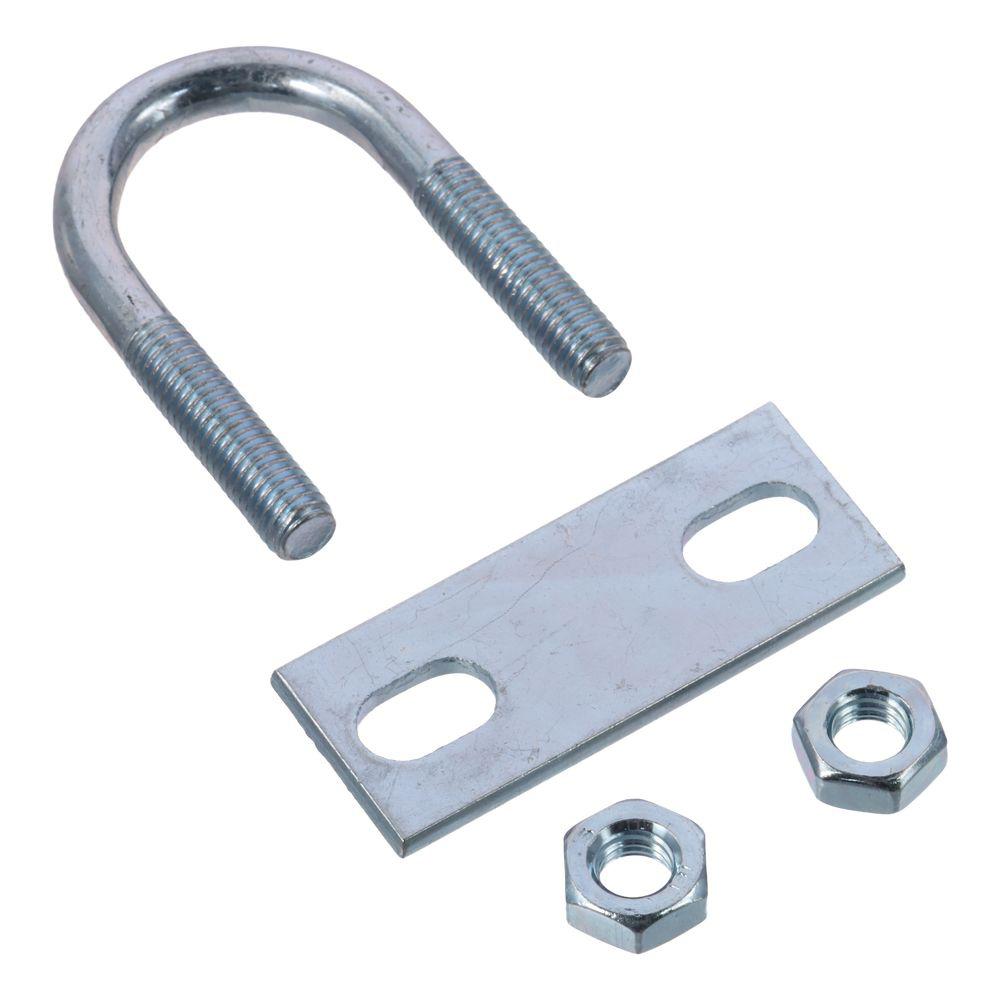 4PCS Steel, Galvanized Surface Round Bend U Clamp Silver with Nut Plate Washer Round U-Bolts