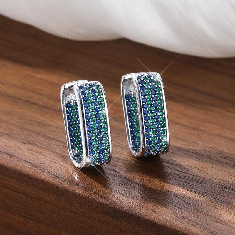 Viya Square Light Luxury Earrings, Copper Micro-Inlaid Zircon Ear Buckles, Simple And Versatile Premium Earrings.
