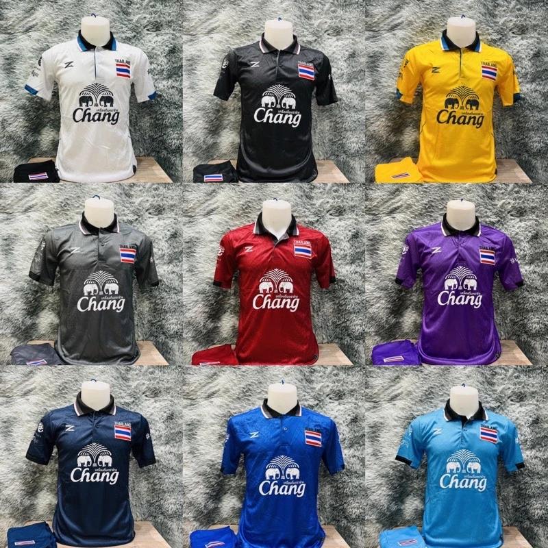 Thailand National Football Soccer Training JERSEY CHEER Fan Print Retro Quick Dry Polo Shirt Short Sleeve Uniform Elephant Sport Men Women Unisex