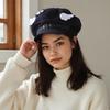 Trendy Wing Embellished Beret Hat Unique Wing Beret Hat Large Border Hat for Casual Outings or Art Exhibitions