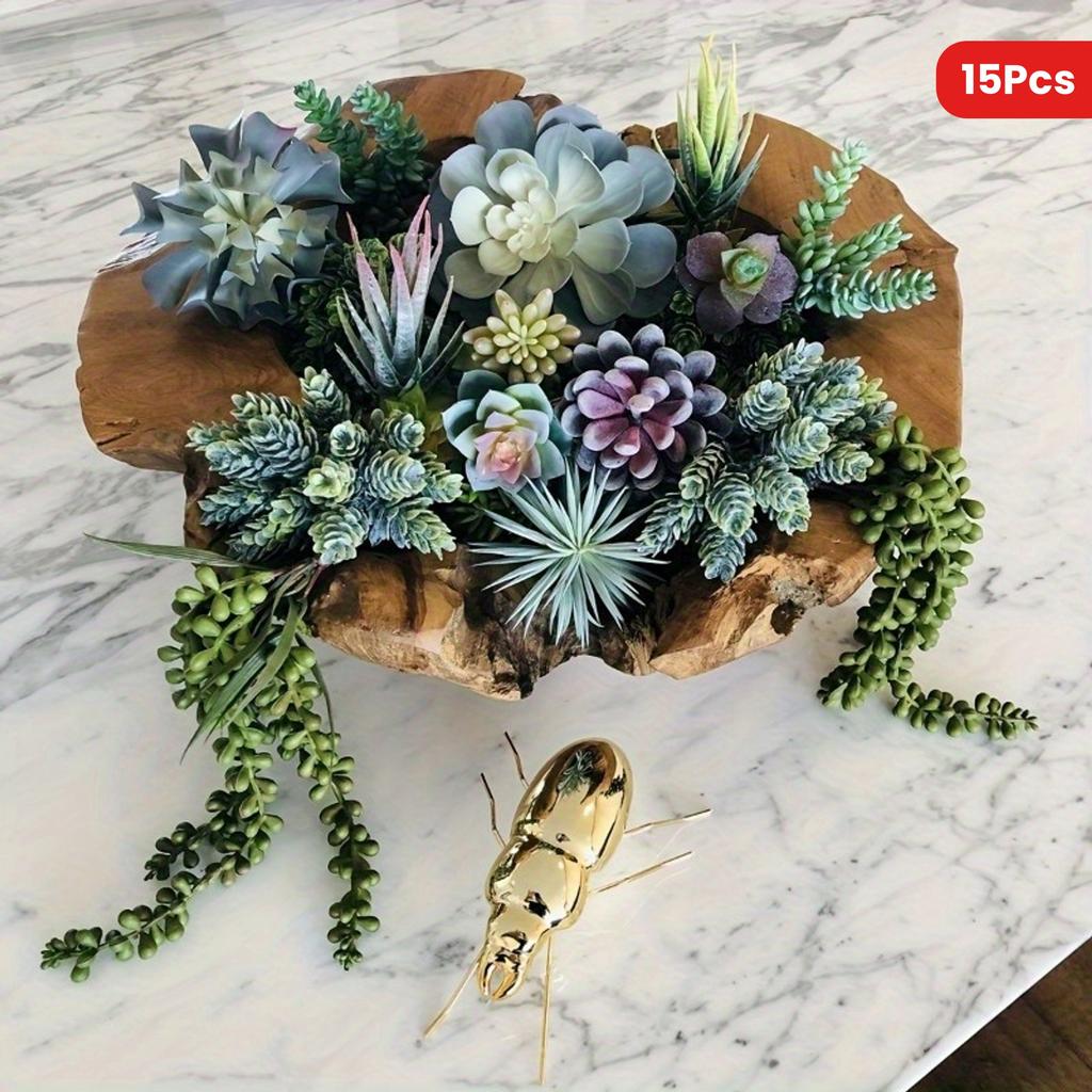15pz Piante Succulente Artificiali Premium - Piante Finte Realistiche dall'Aspetto Naturale con Colori Vivaci per Casa, Natale, Matrimonio, Compleanno e Decorazione del Giardino