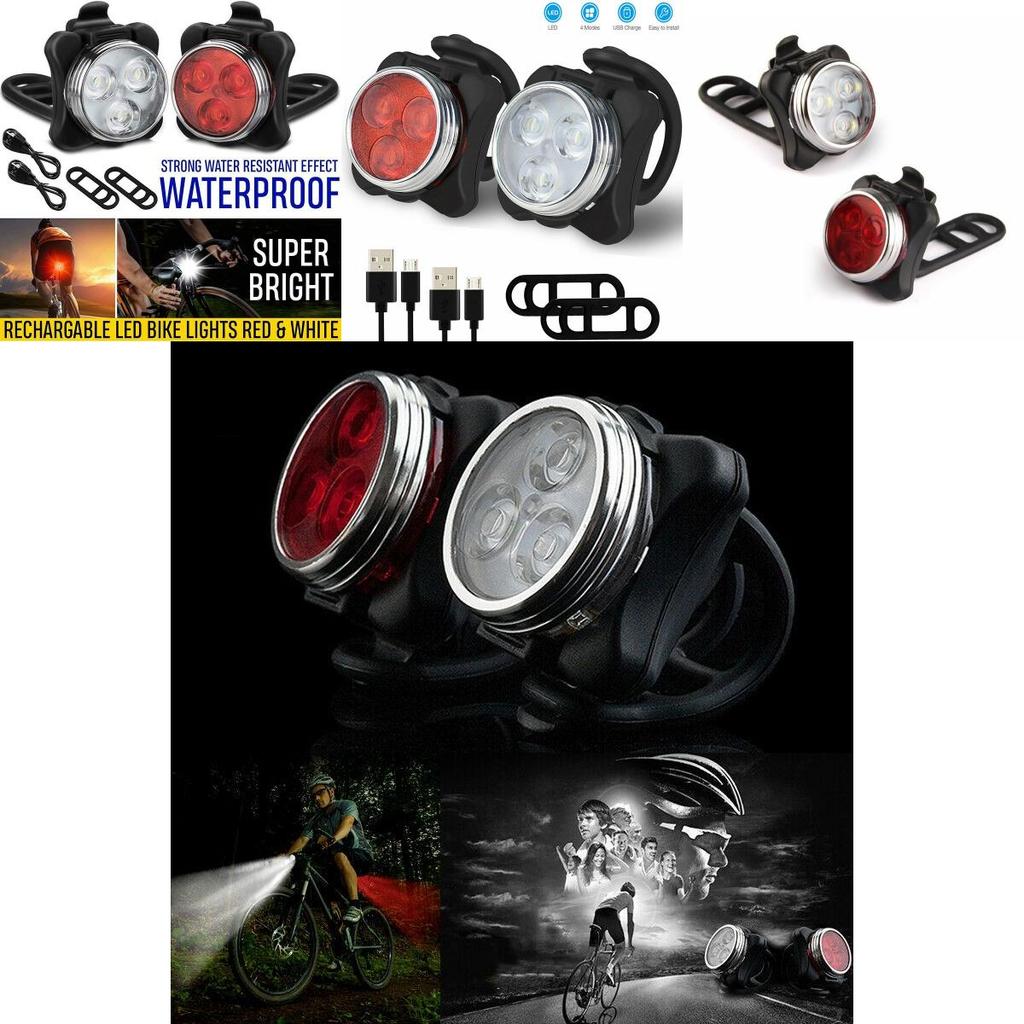 Usb Rechargeable Waterproof Ipx4 Bike Light Set For Safe Night Riding**