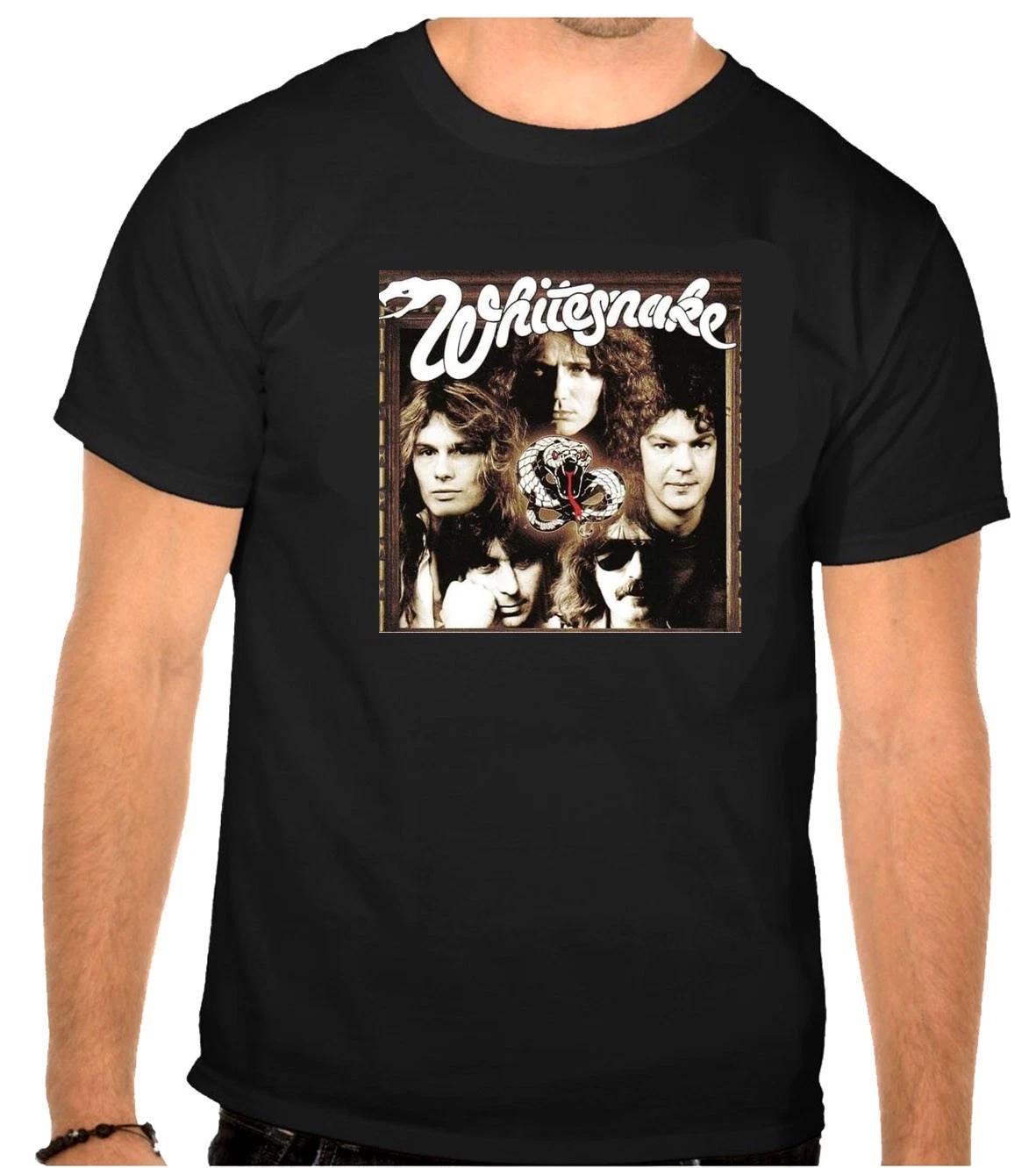 WHITESNAKE Rock Music Logo Black 100% Cotton T-shirt Mens Tees Top -1388- M