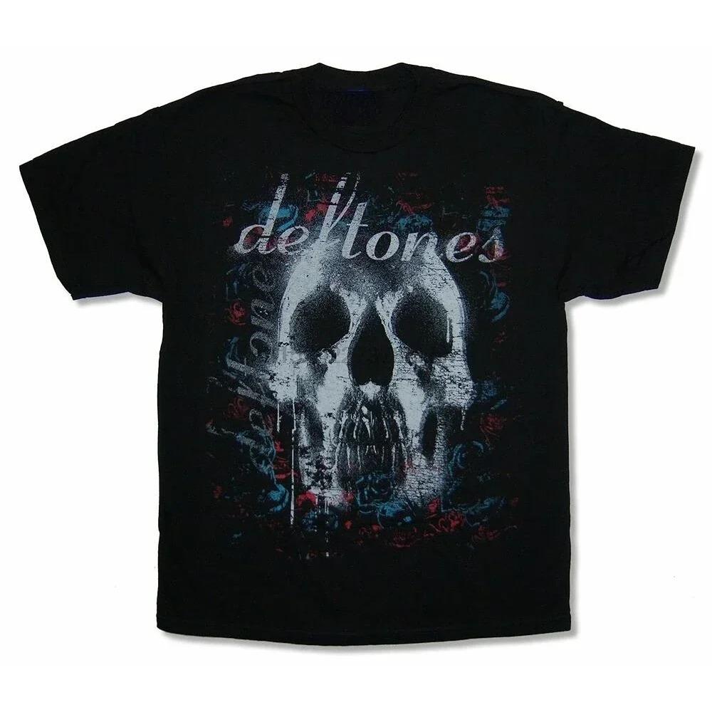 Camiseta Caveira Deftones Horror Masculina Harajuku Gótica Preta Camiseta Verão Meninos Meninas Streetwear Japonesa Vintage Solta