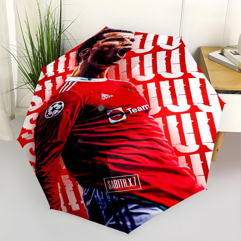 Ronaldo's Legacy Football Portable Automatic Umbrella Retractable Design with 8-Rib Durability Sturdy Construction Travel Essential Stylish Accessory