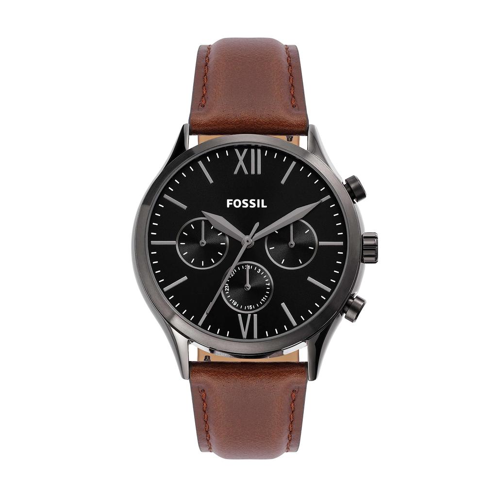 FENMORE Multifunction Brown Leather Watch