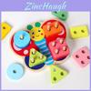 Butterfly Shape Wooden Color And Shape Matching Blocks For Toddlers With Shape And Pattern Matching