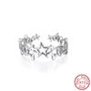 Effie Queen Fashion Hollow Star Women's Open Ring Trendy 925 Sterling Silver Star Ring Jewelry Birthday Anniversary Gifts APR49